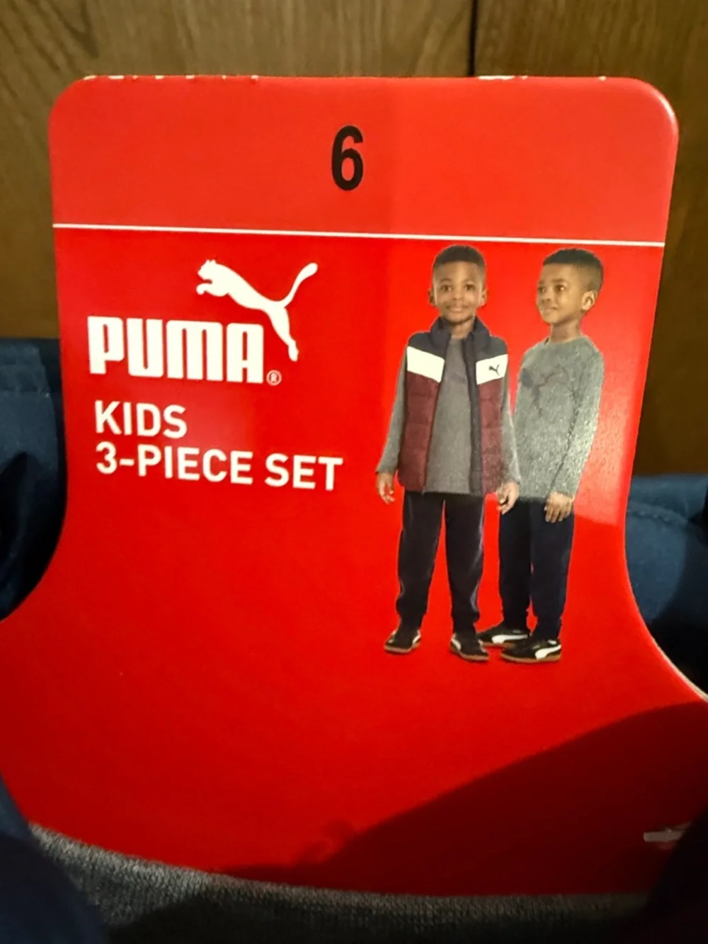 * NWT* Puma Kids Navy, White & Red Colorblock Puffer Vest Set - Picture 2 of 3